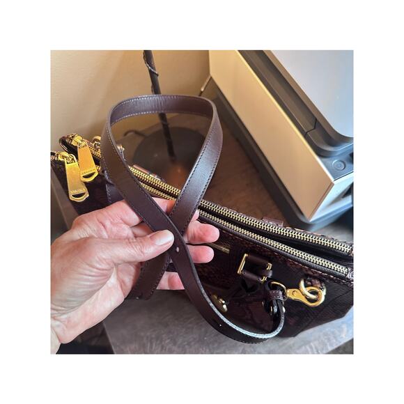 NWOT BRAHMIN SNAKESKIN EMBOSSED LEATHER 2 WAY HANDBAG - Picture 10 of 13